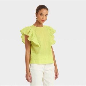 NWOT Women’s A New Day Women's Flutter Sleeve Tank Top Blue ~ XL